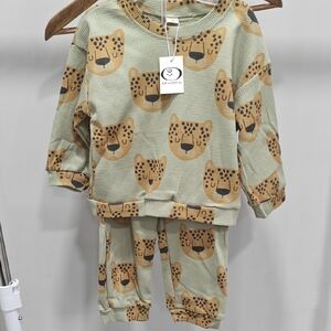 MiniOlie Green with Brown Leopard Print